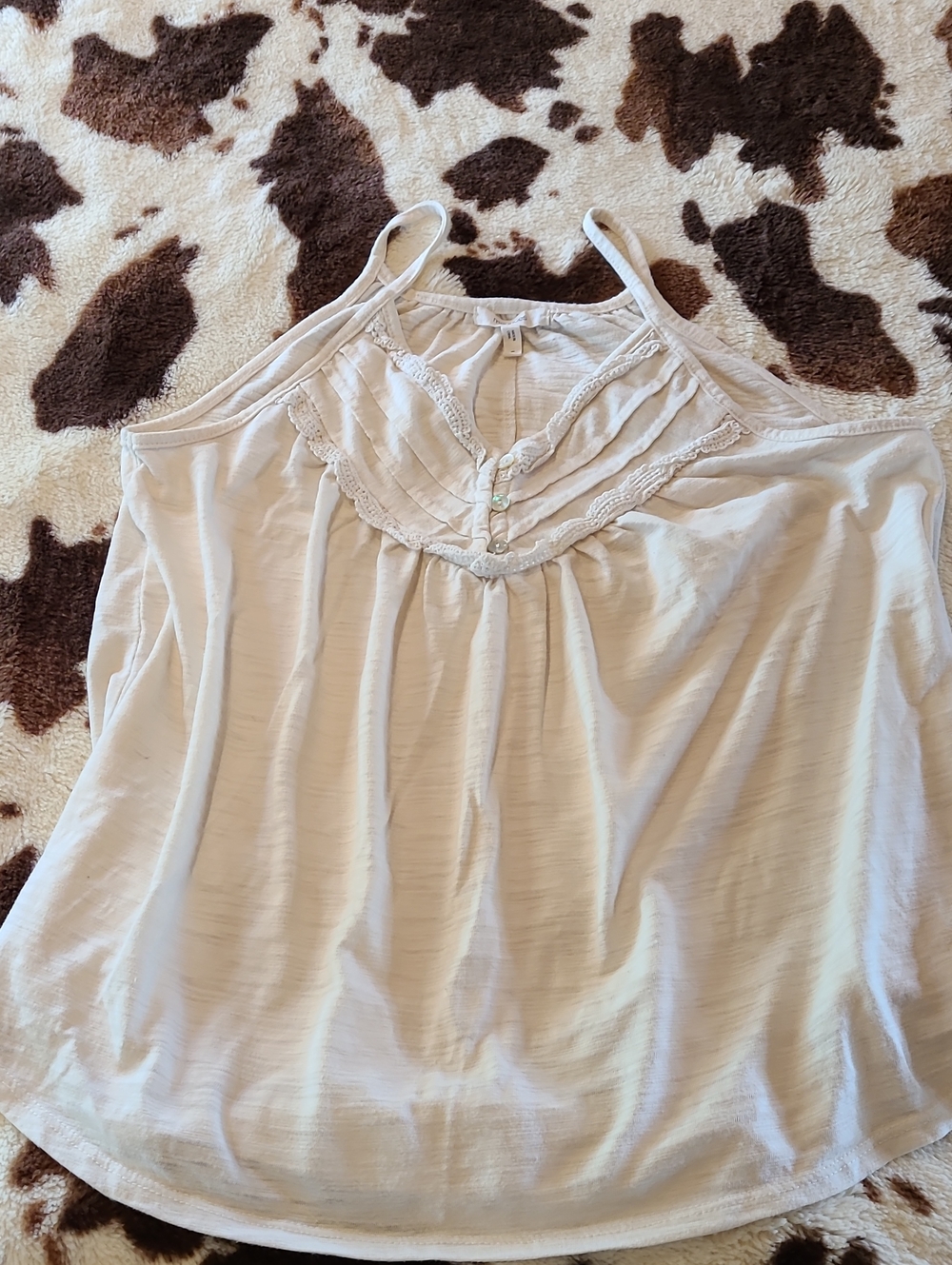 Maurices Cream Lace-Trim Spaghetti Strap Tank